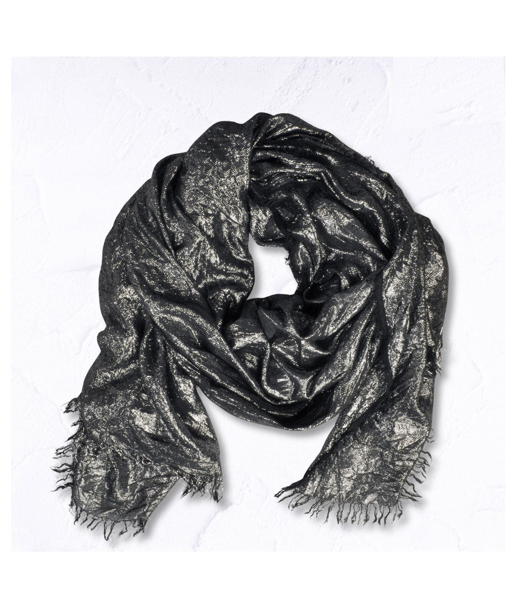 Raw-edge lurex shimmer scarf