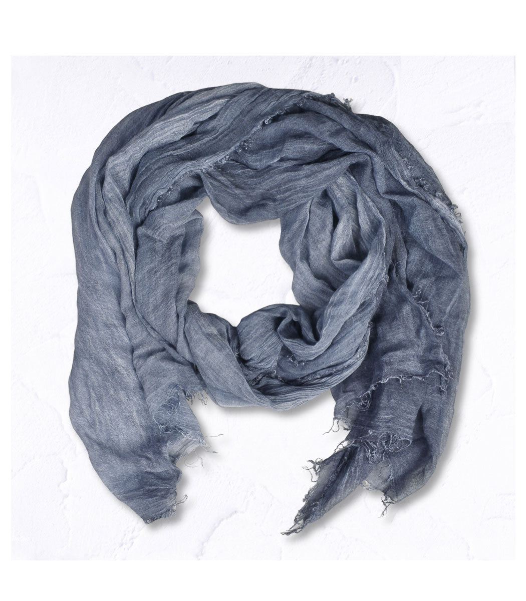 Overdyed raw-edge scarf