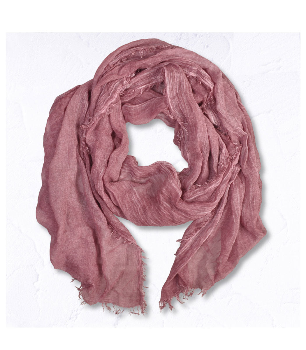 Overdyed raw-edge scarf