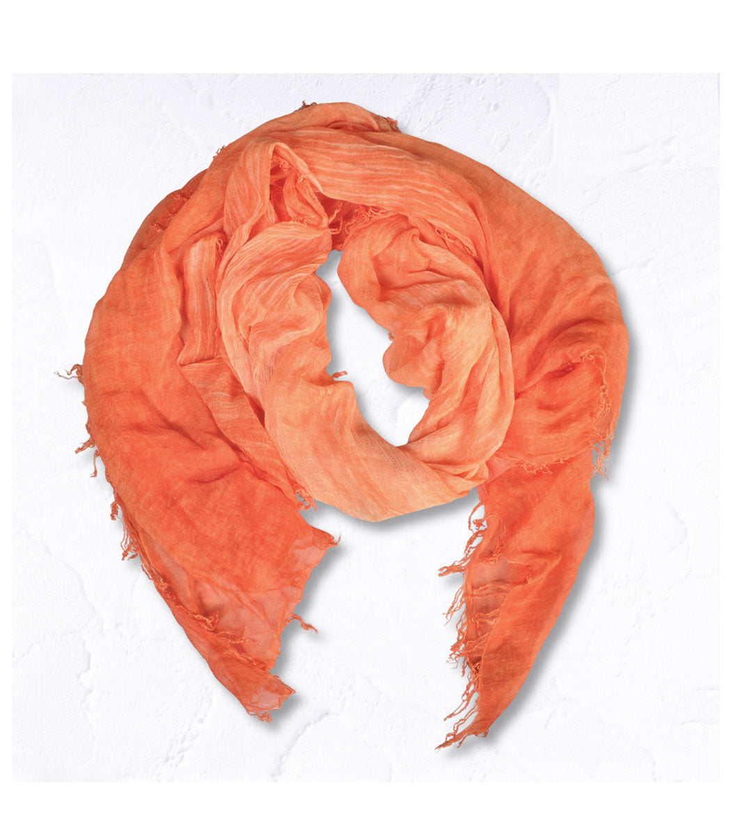 Overdyed raw-edge scarf