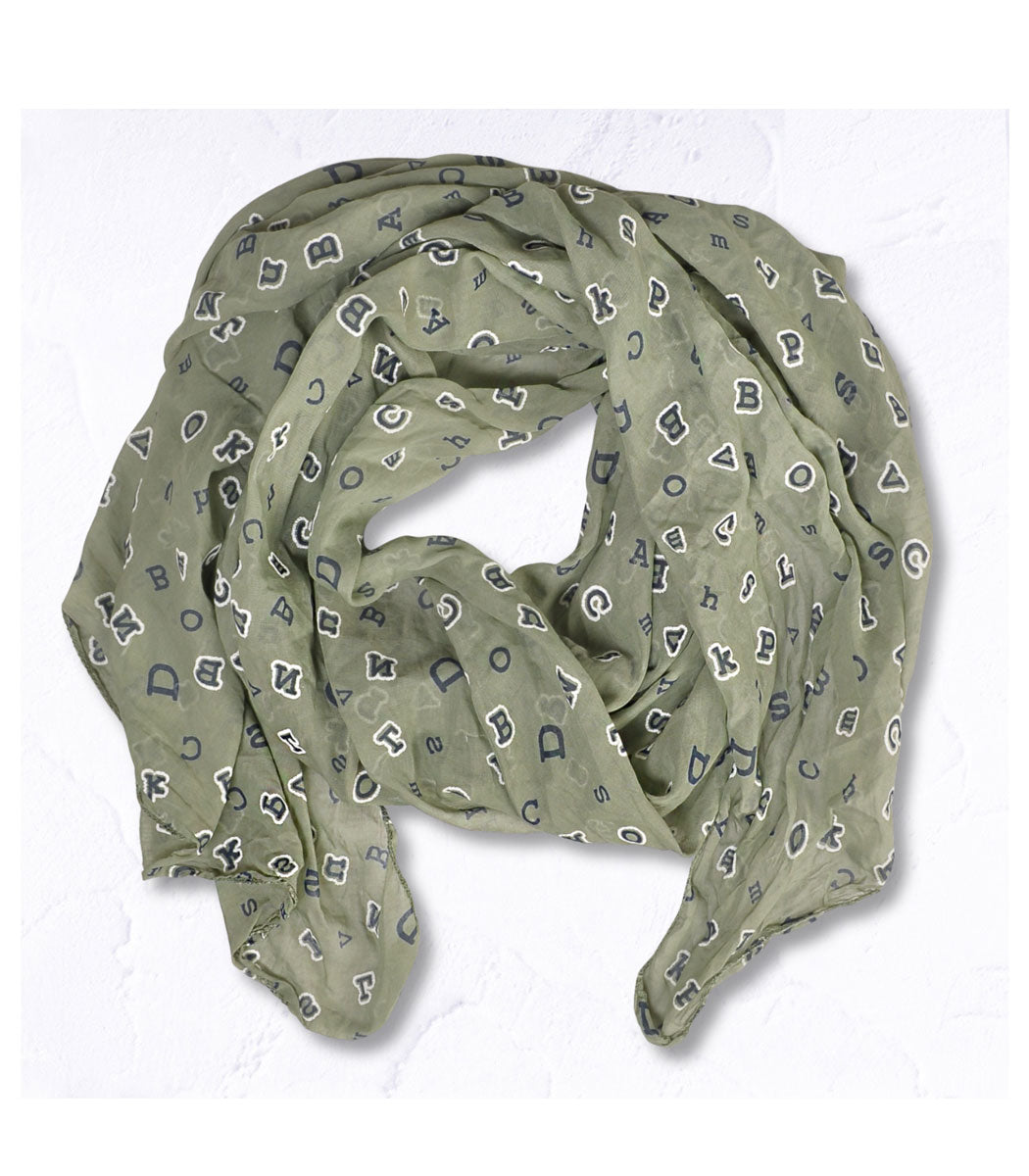 Alphabet print scarf