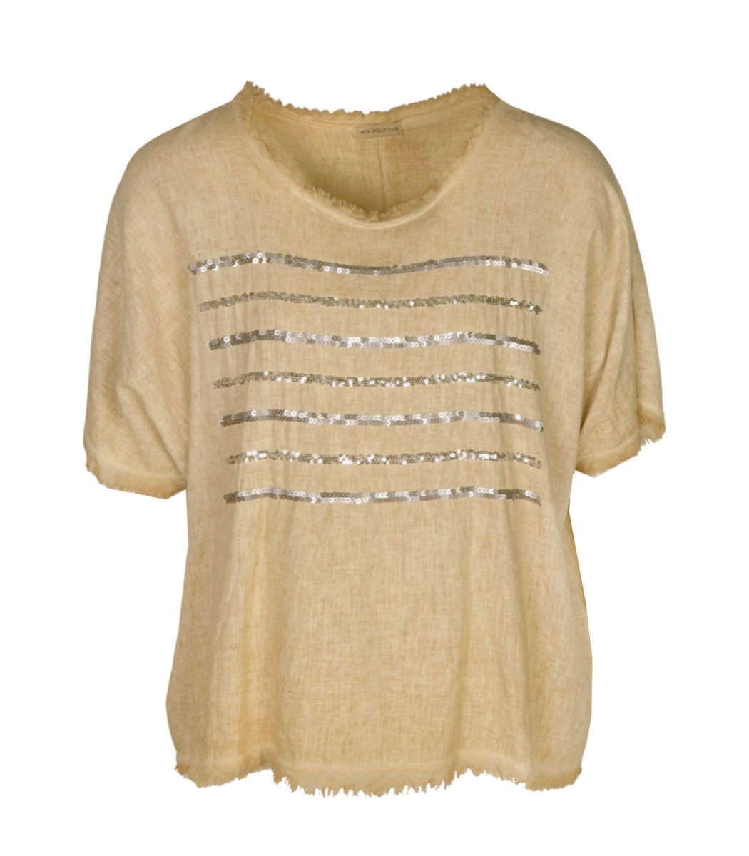 Sequin stripe washed top