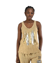Diamante foil print raw-edge tank top
