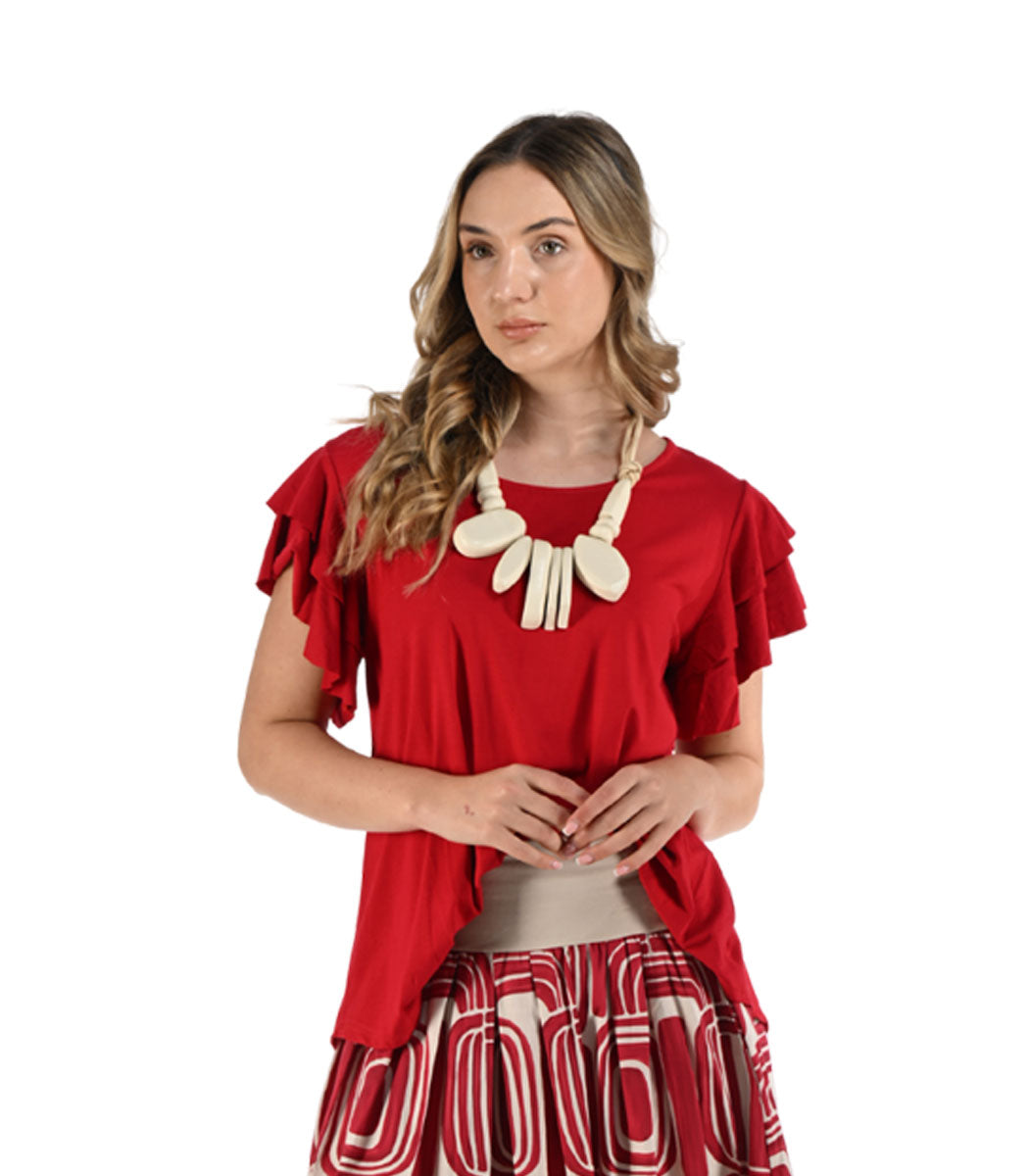 Double frill sleeve top