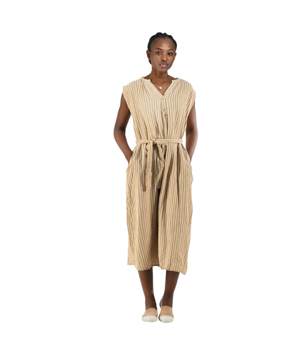 Belted striped dress