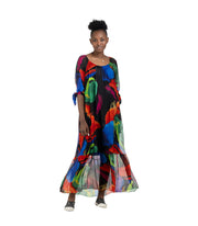 Multi colour silky maxi dress