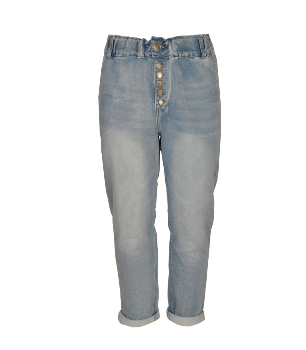 Multi dome button denim joggers