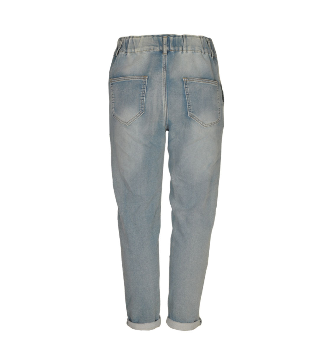 Multi dome button denim joggers