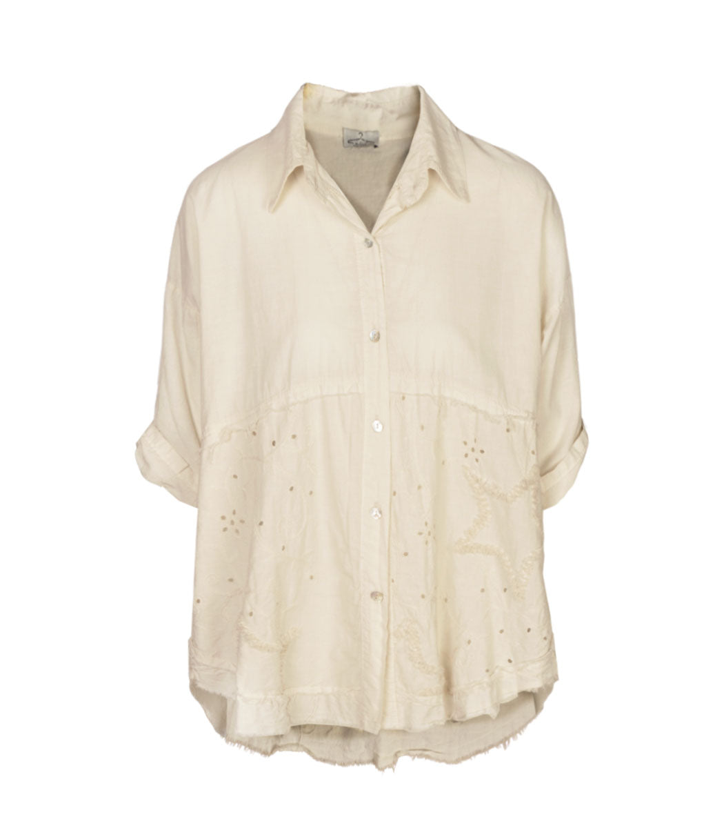 Flocked star anglaise oversized shirt