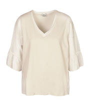 2-Textured bell sleeve top