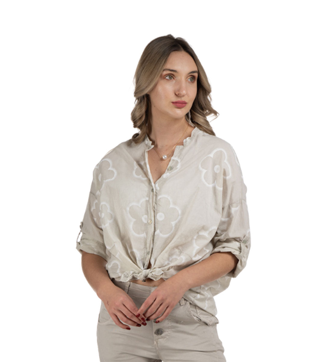 Daisy print hi-lo shirt