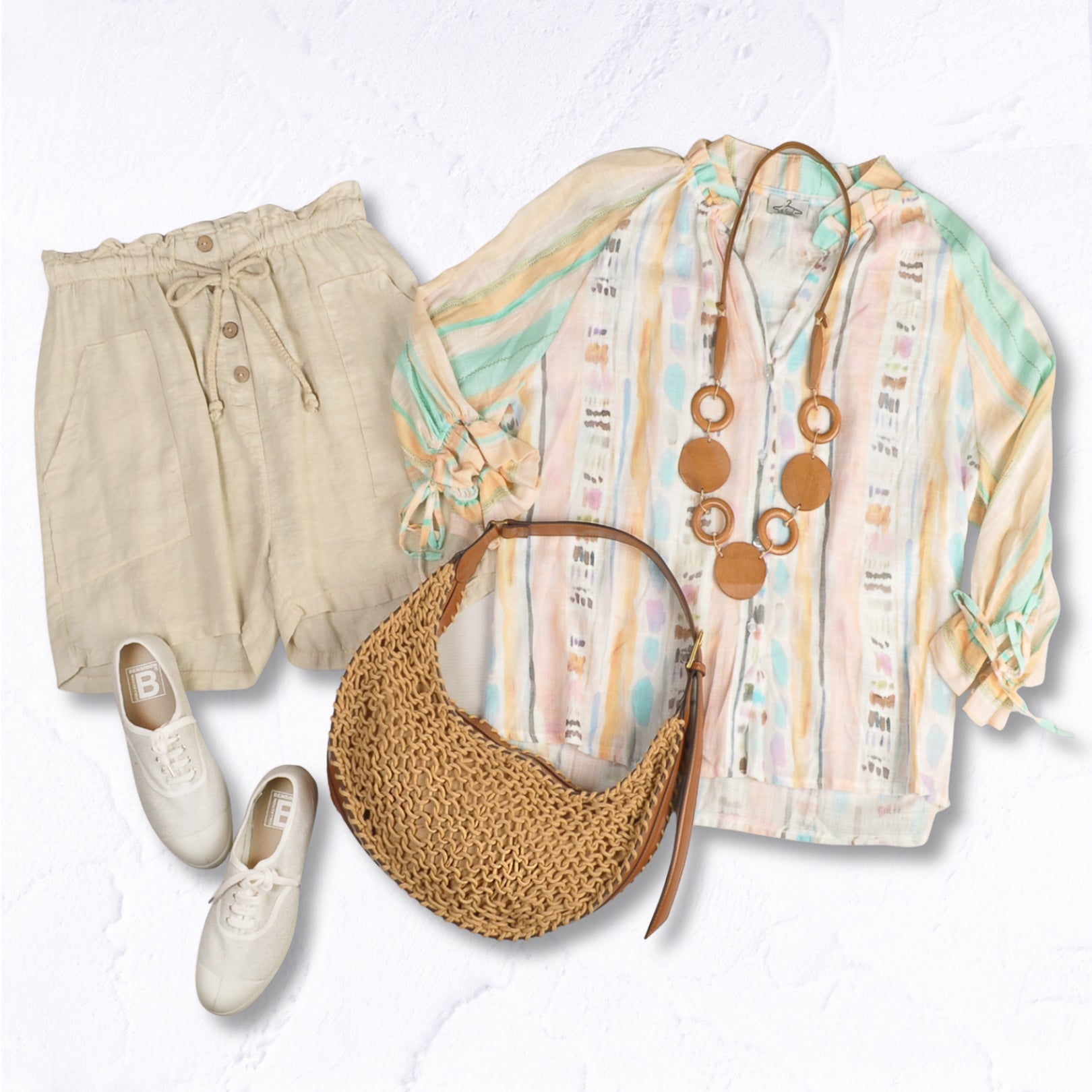 Paint brush striped frill shirt