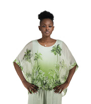 Double layer silky palm print top