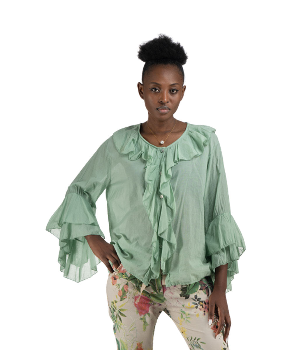 Frill detail oversized blouse