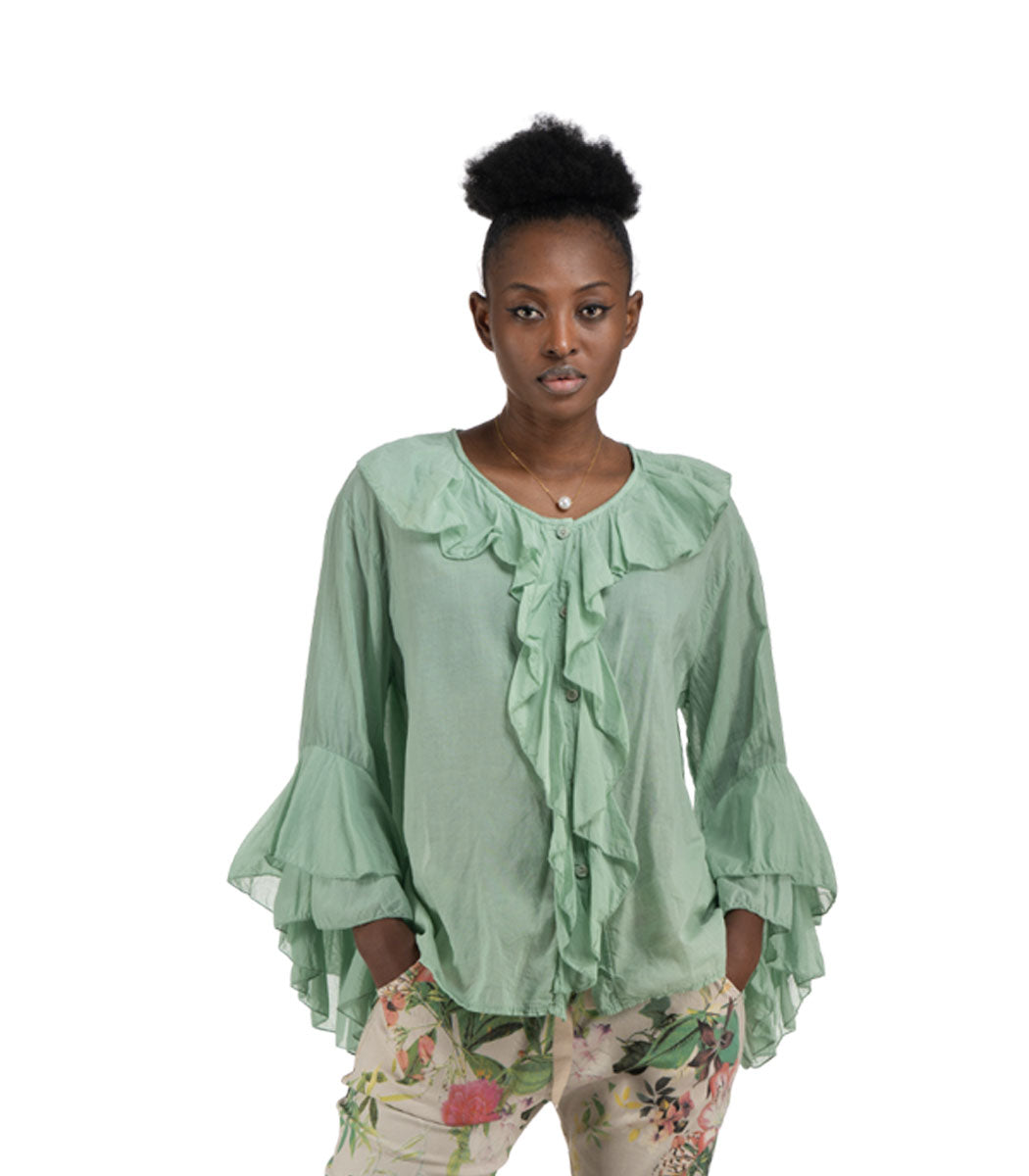 Frill detail oversized blouse