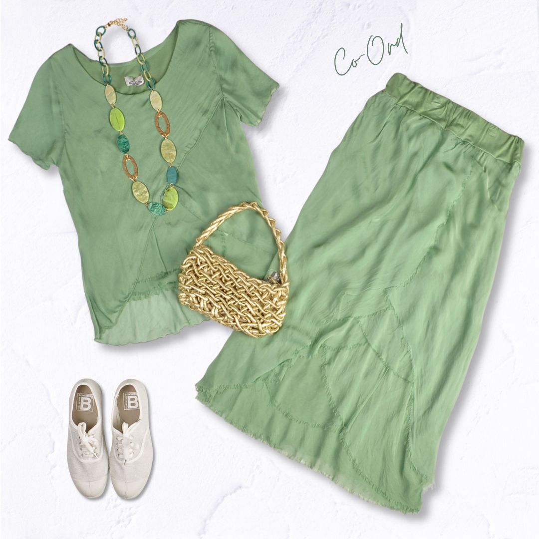 Tiered draped silky skirt