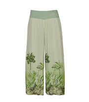 Palm tree print double layer silky pants
