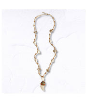 Love print horn beaded necklace