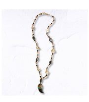 Love print horn beaded necklace