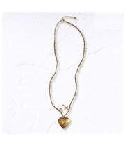 Heart locket braided necklace