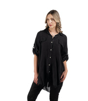 100% Linen oversized raw-edge shirt