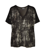 Silver foil print knit top