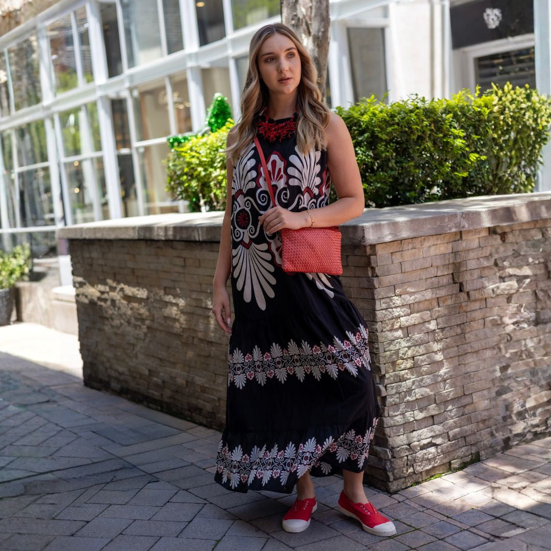 Egyptian fan print dress