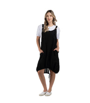 100% linen dungaree style dress