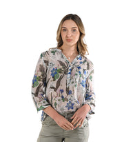 Stencil flower print blouse