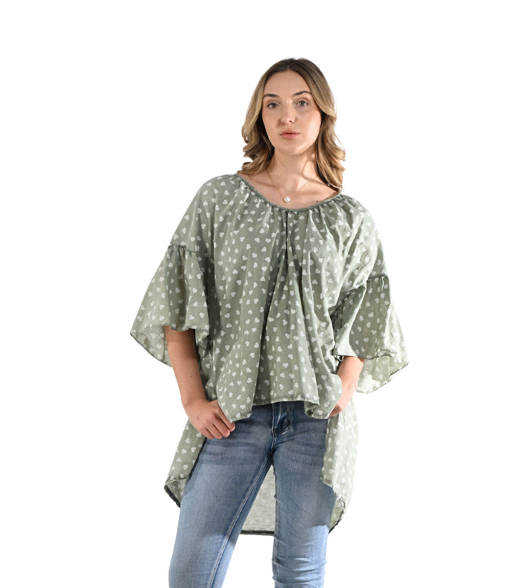 Multi heart print oversized top