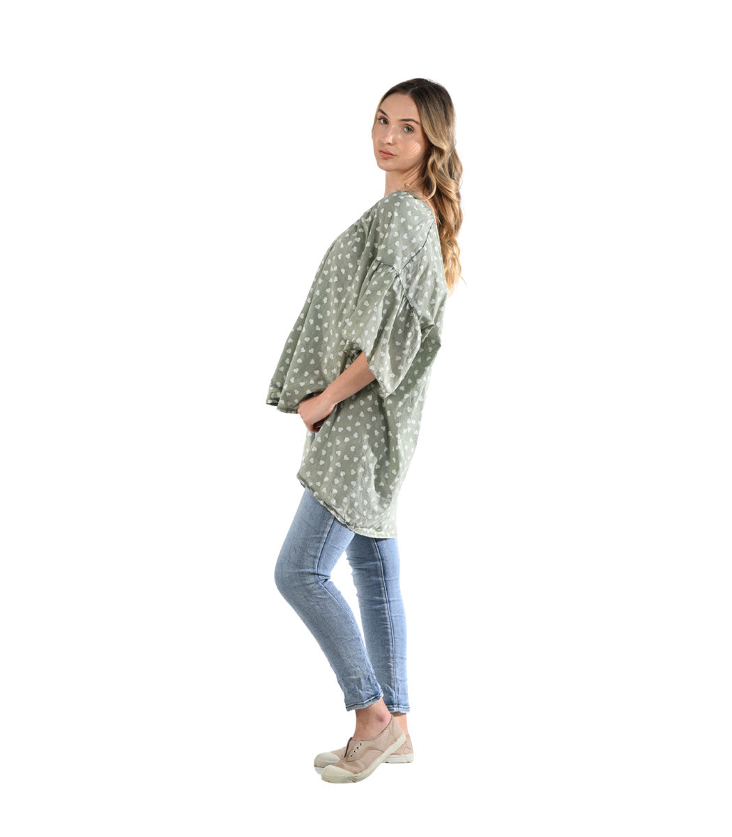 Multi heart print oversized top