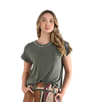 Diamante pearl detail cap sleeve top