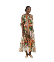 Double layer island print silky dress