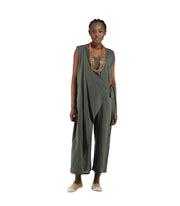 Front tie wide leg linen jumpsuit