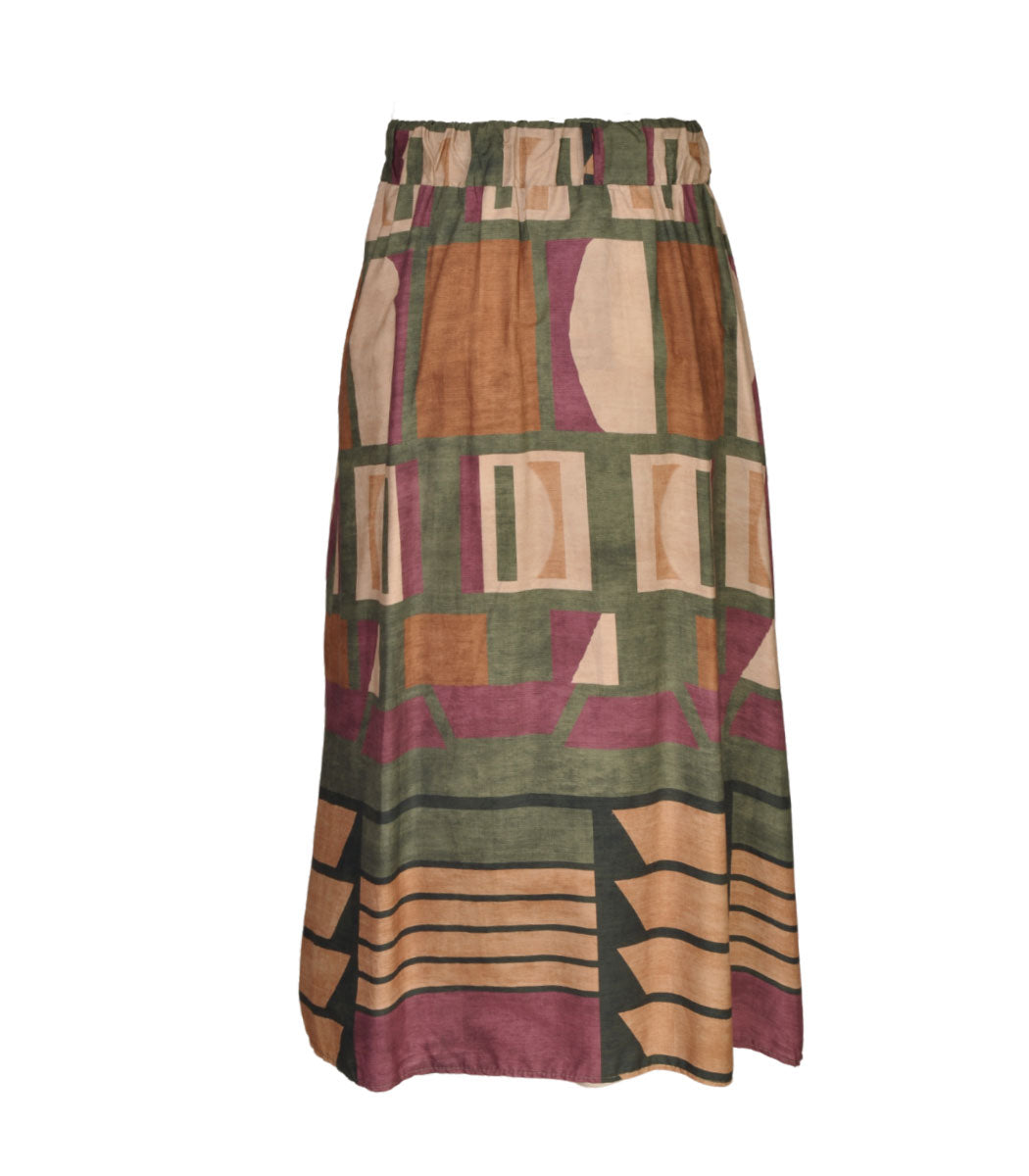 Geometric print pleated skirt