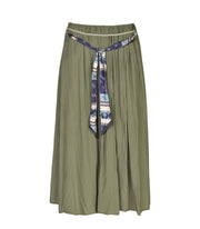 Pearl scarf belted crushed skirt