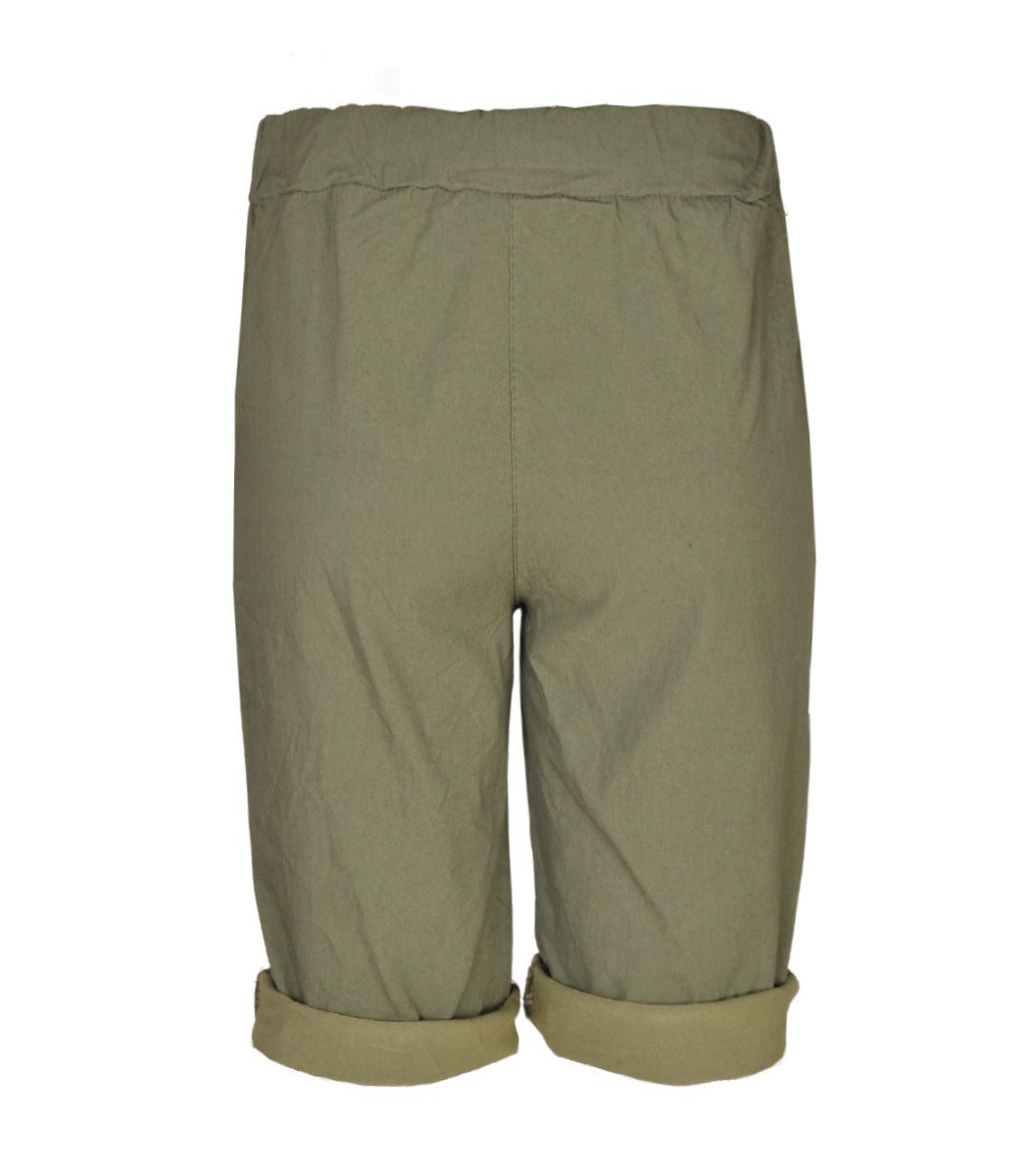 Basic button drawstring pants