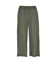 100% Linen braided stripe detail wide leg pants