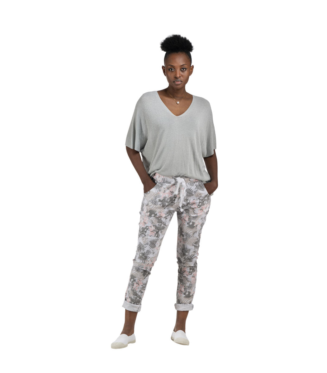 Ribbed neck batwing top