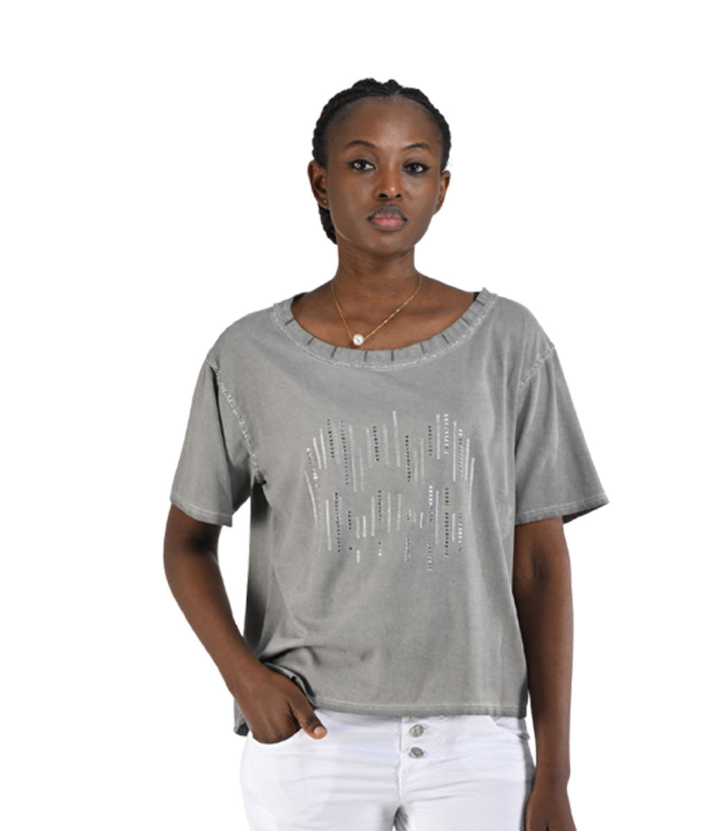 Lurex trim diamante top