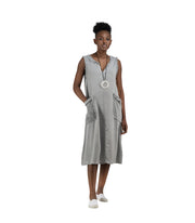 100% Linen raw- edge front pocket dress