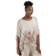 Floral border double layer silky top