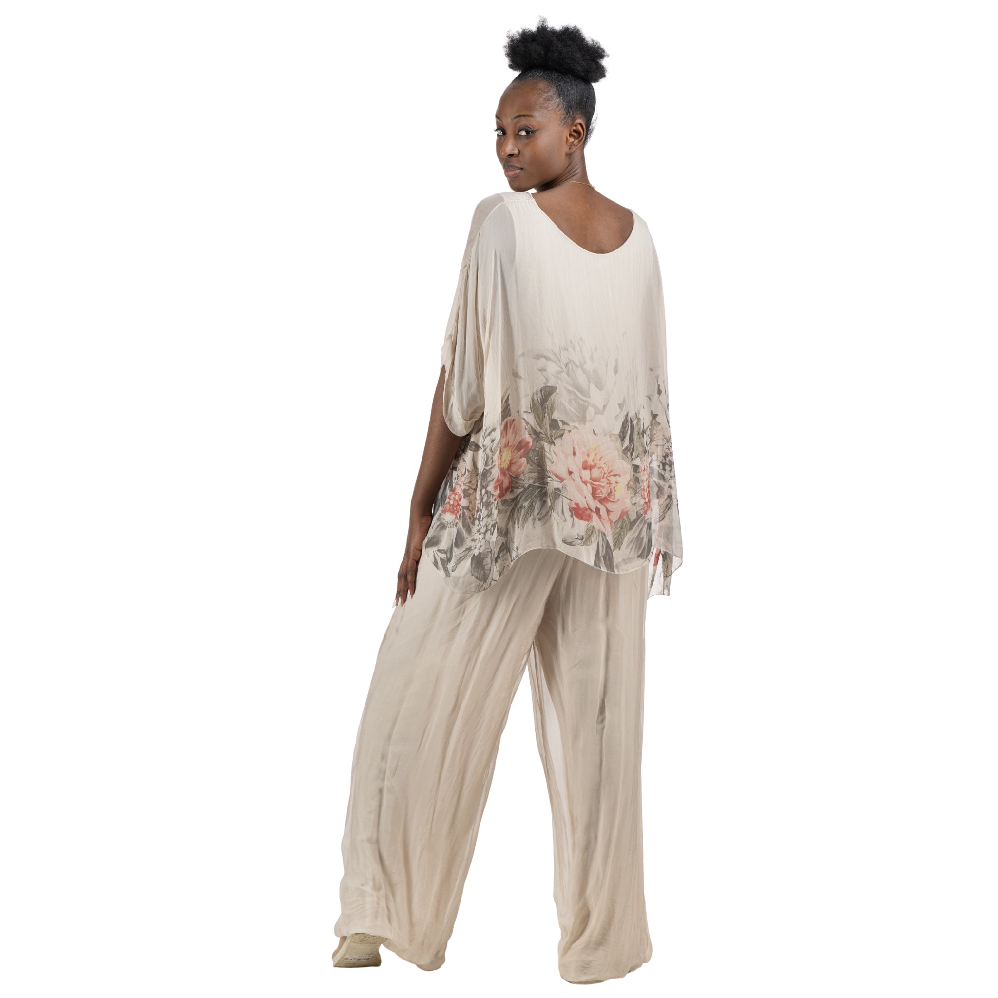 Floral border double layer silky top