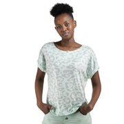 2-Textured leopard print knit top