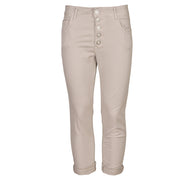 Diamante star button capri pants