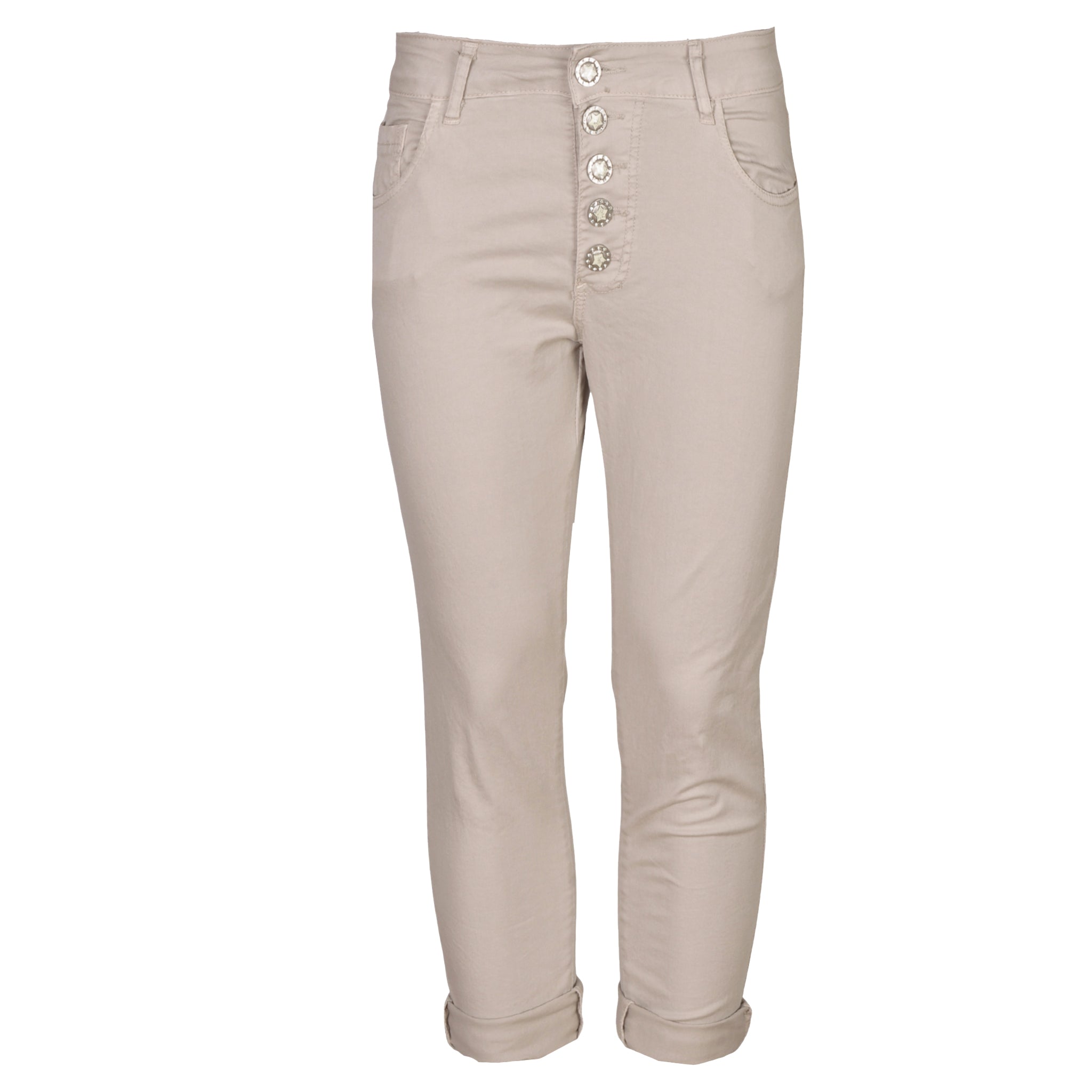 Diamante star button capri pants