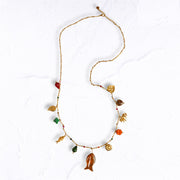 Tiger eye fish charm necklace