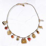 Heart bag charm choker