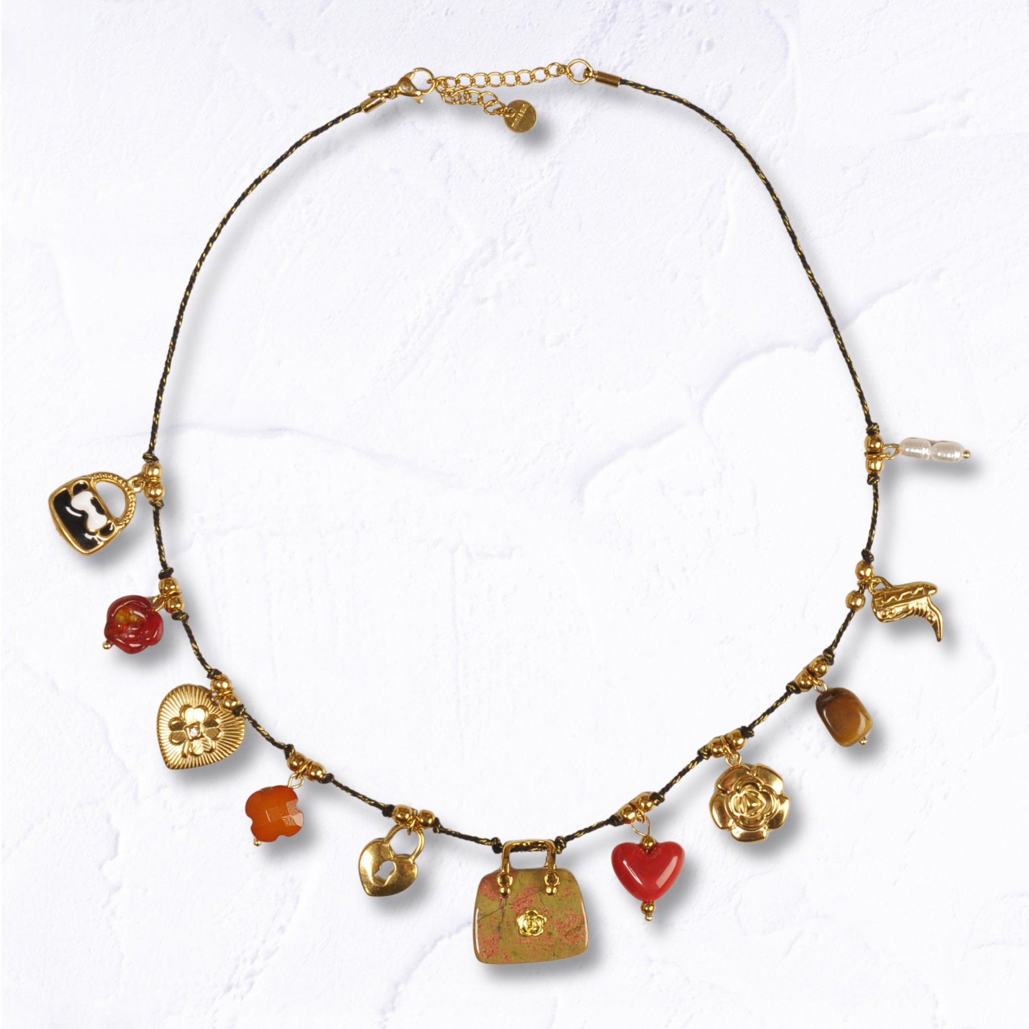 Heart bag charm choker