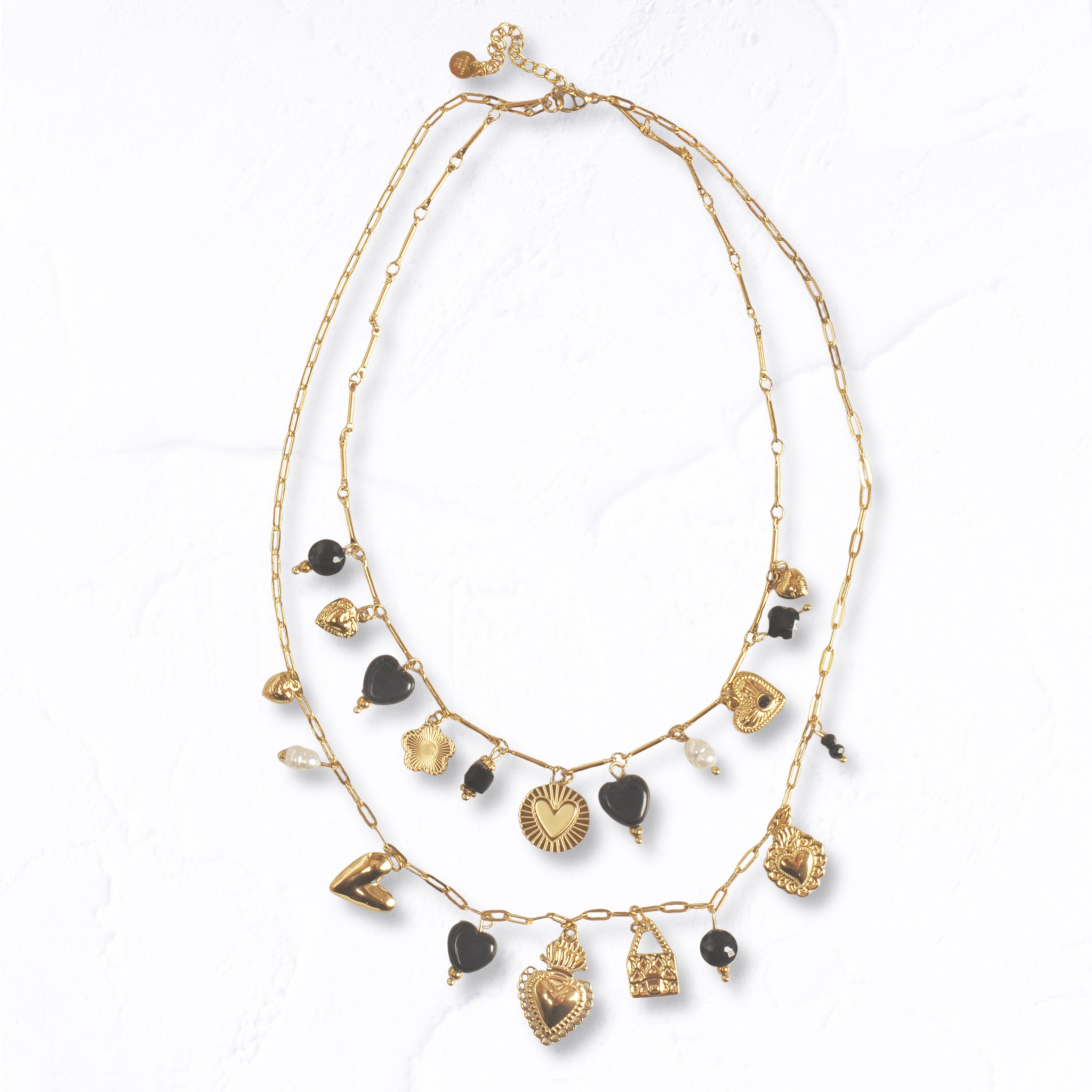 Multi heart paperclip chain necklace